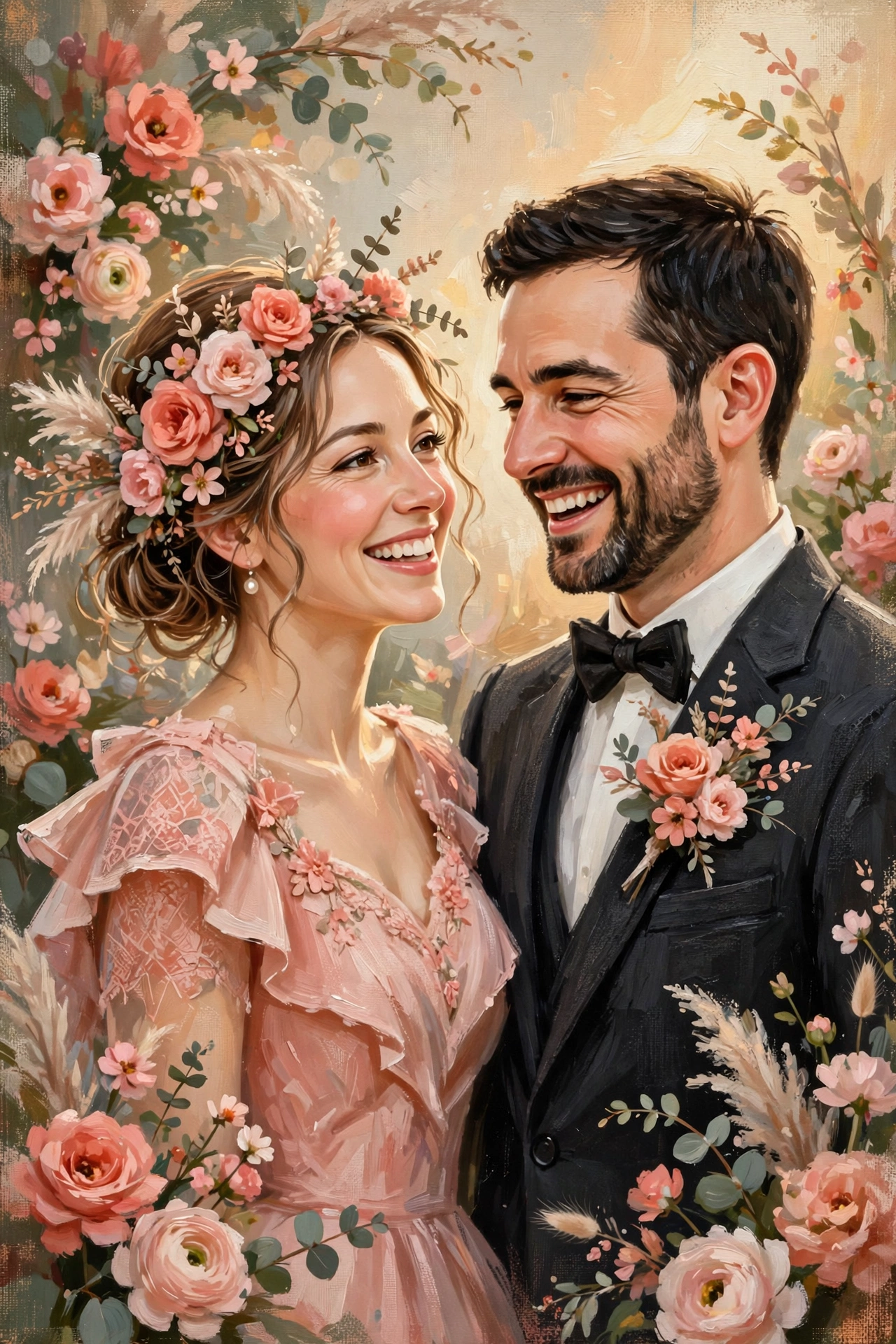 Couple transformed into a romantic storybook painting