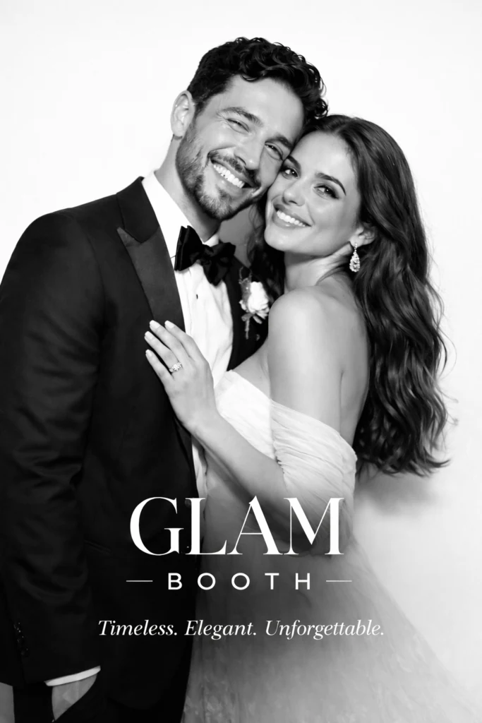 Black and white Glam Booth portrait example