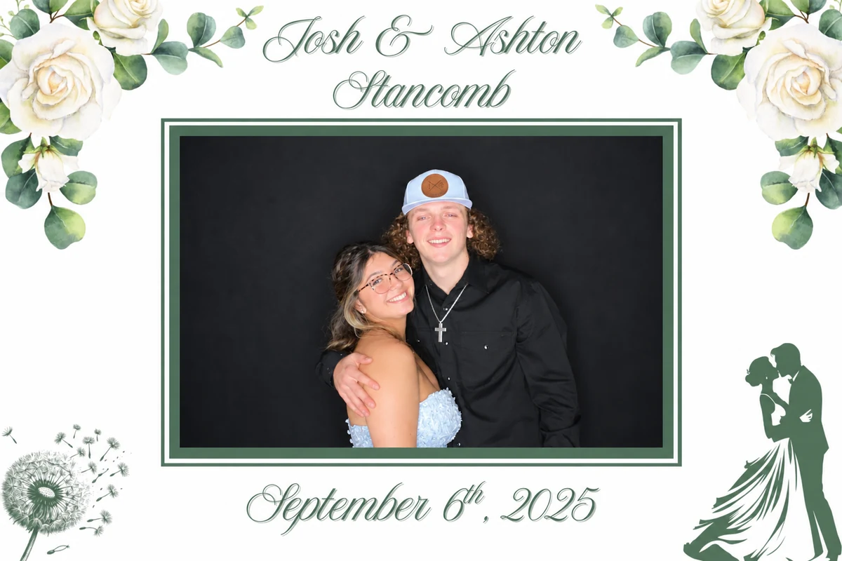 Josh and Ashton Stancomb wedding photo booth template from Timber Creek in Kemp