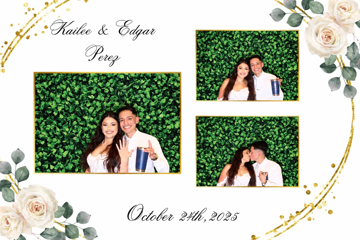 Kailee and Edgar Perez wedding photo booth template from The Establishment Barn in Terrell